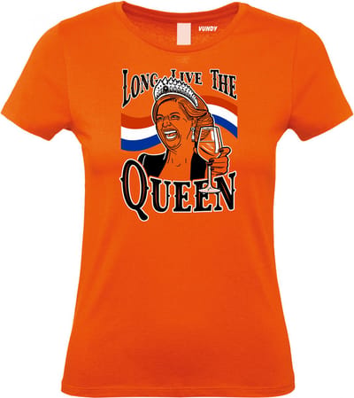 Dames t-shirt Long Live The Queen Maxima | Koningsdag kleding | oranje t-shirt | Oranje dames | maat XS