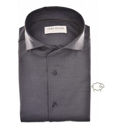 John Miller Overhemd Slim Faux Uni Wool Blend Navy / male