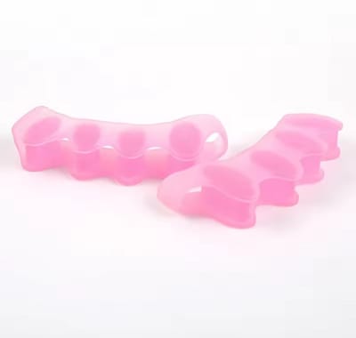 New Age Devi - Tenenspreider - 2 Stuks - Hallux Valgus Corrector - Verlichter - Teenspreider Siliconen - Teenbeschermer - Gelhouder - 5-teen Spreider - Ergonomisch - Pijnverlichting - Afstandshouders - Roze - Vrouwen Mannen