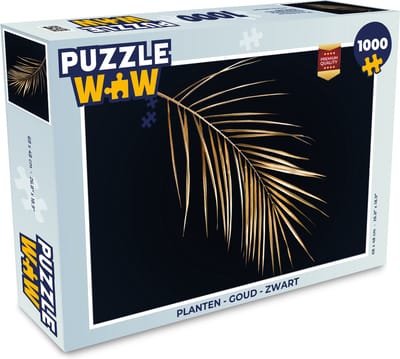 Puzzel Planten - Goud - Zwart - Bladeren - Luxe - Legpuzzel - Puzzel 1000 stukjes volwassenen