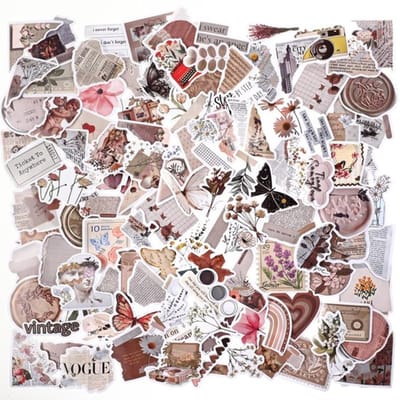 Dailygoods- Stickers 120 stuks vintage - Waterdichte stickers
