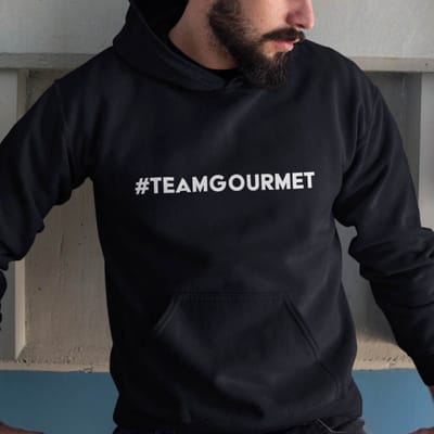 Foute Kerst Hoodie Zwart #TeamGourmet XS - Uniseks Pasvorm - Kerstkleding Voor Dames & Heren