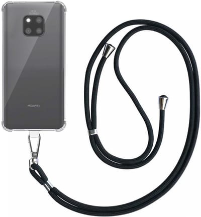 Smartphonica Telefoonhoesje Geschikt voor Huawei Mate 20 Pro Transparant Schokbestendig met Afneembaar Universeel Telefoonkoord - Backcover Case Siliconen ShockProof with Lanyard