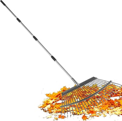 Bladhark Metalen - Tuingereedschap Lange Steel - Bladeren Verzamelen - Afneembare Harkkop - 24 Tanden - Enkel Attribuut