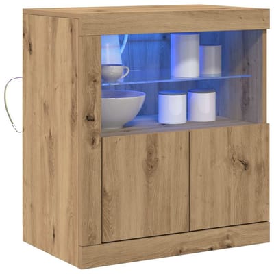 vidaXL - LED - Dressoir - Bruin - 60,5 - x - 37 - x - 67 - cm - Bewerkt - hout