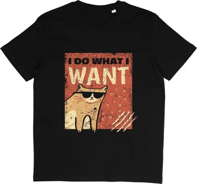 T shirt met tekst en print: I do What I Want - Zwart - Maat S