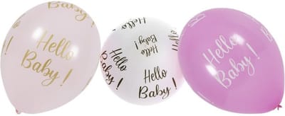 Chaks Baby kraamfeest/geboorte ballonnen - Hello Baby - 6x stuks - roze - babyshower