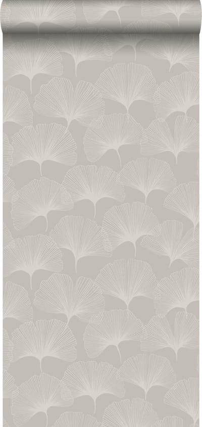 Origin Wallcoverings behang ginkgo bladeren glanzend grijs - 347749 - 0,53 x 10,05 m