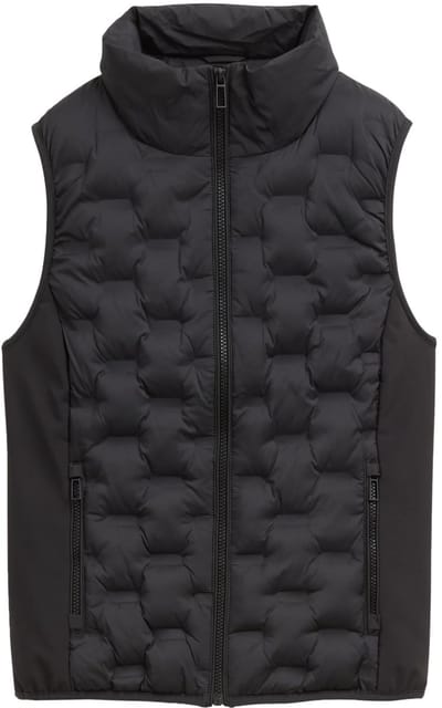 Tom Tailor - Lichtgewicht gewatteerd vest met opstaande kraag - Maat XS - deep black