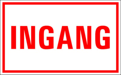Ingang tekststicker, rood/wit 200 x 125 mm