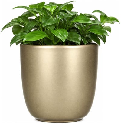 Bloempot goud keramiek voor kamerplant H18.5 x D19.5 cm - Mica Decorations plantenpotten