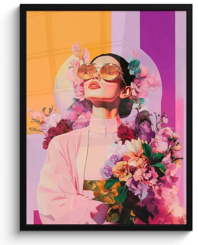Poster in lijst - Fotolijst 50x70 cm - Posters - Portret - Vrouw - Abstract - Bloemen - Posterlijst zwart - Decoratie - Wanddecoratie woonkamer - Muurdecoratie slaapkamer