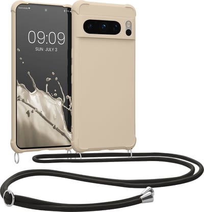 kwmobile telefoonhoesjegeschikt voor Google Pixel 8 Pro - Hoesje van siliconen met telefoonkoord - In crème