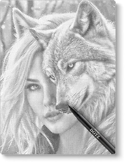 Vrouw Met Wolf | Dot painting | 30x40cm | Dot painting | Oh My Dotz | Dots stippen | Diamond painting & Schilderen op nummer alternatief | Happy hobby