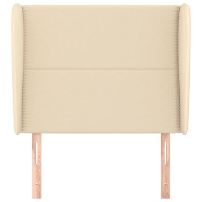 vidaXL Hoofdbord met randen 93x23x118/128 cm stof crèmekleurig