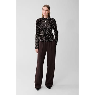 Shoeby La-sbcleo Flare Sleeve Top Silver Maat: XS | Longsleeves Outlet | Dames | Zwart