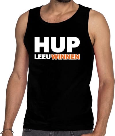 Nederland supporter tanktop / mouwloos shirt Hup LeeuWinnen zwart heren - landen kleding S