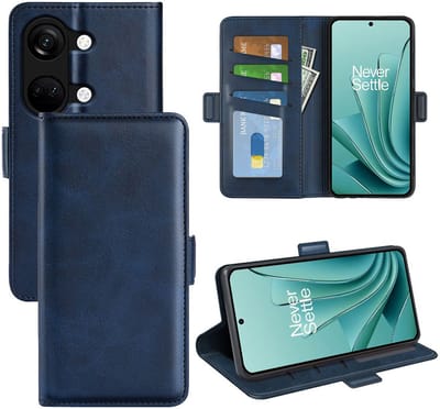 MobyDefend Hoesje - Geschikt voor OnePlus Nord 3 - Luxe Wallet Book Case (Sluiting Zijkant) - Blauw