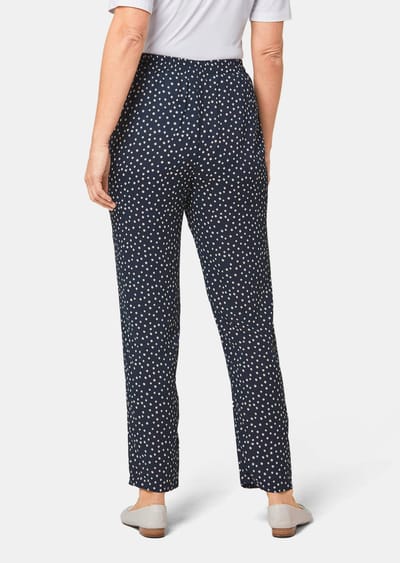 Gedessineerde broek van soepel materiaal - marine / beige / gedess. - Gr. 38 van Goldner Fashion