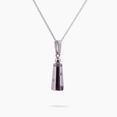 Pinchme Charms - Kleine Vuurtoren bedel  – Licht, richting & vastberadenheid - Echt zilver - Handgemaakt in Nederland - Luxe cadeauverpakking - Ketting Sieraden