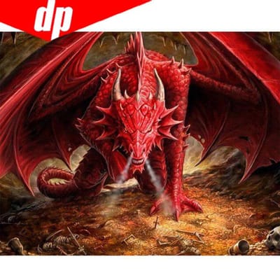 5d Draak Cartoon Diy Diamant Borduurwerk Diamant Mozaïek Versier Borduursels Diamant Schilderij 20X30 red