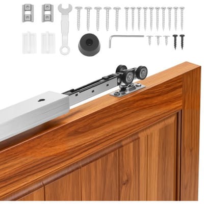 VEVOR Schuifdeurbeslagset 1746 mm, Schuifdeurrail met Softclose voor Soepel en Stil Glijden, Schuifdeursysteem voor enkele Deuren (25–45 mm Dik / 914 mm Breed), Aluminiumlegering
