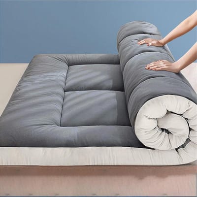 Japanse Vloermatras - Vloerbed - Comfortabel Slapen - Huidvriendelijk Katoen - 200x200cm - Blauw