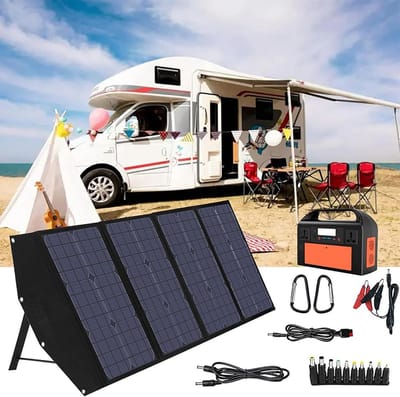 Opvouwbaar Zonnepaneel - Mobiele Oplader - Buiten Stroom - Hoge Efficiëntie Cellen - 120W Vermogen - Zwart