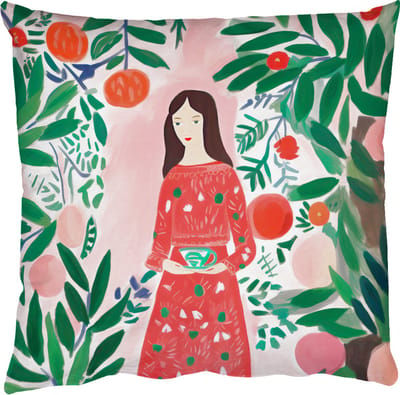 Sierkussens - Kussentjes Woonkamer - 50x50 cm - Kerstmis - Vrouw - Planten - Groen - Rood
