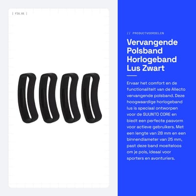 Dailygoods- Horlogeband Vervangend - 4x Polsbandlus - Compatibel met SUUNTO CORE - Zwart - 28mm - Duurzaam Siliconen - Horlogelus