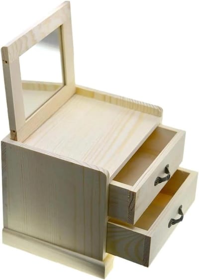 Sieradendoos Organisator - Houten Kistje - Sieraden Opbergen - Handgemaakt Ambachtelijk - Kleine Borst - Natuurlijk Hout
