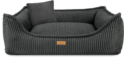 Denzoo Hondenmand Milano | Hondenbed | Hondensofa | Waterafstotend | Afneembare hoes | Orthopedisch Traagschuim | Dark Grey | M (L80xB60xH23cm)