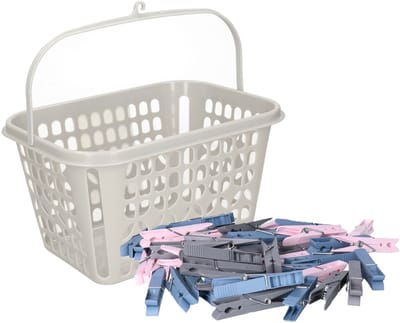 Plasticforte Wasknijpers mandje - 25 x 20 x 13 cm - lichtgrijs - kunststof
