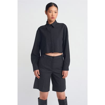 Dames Korte Losse Knop Shirt