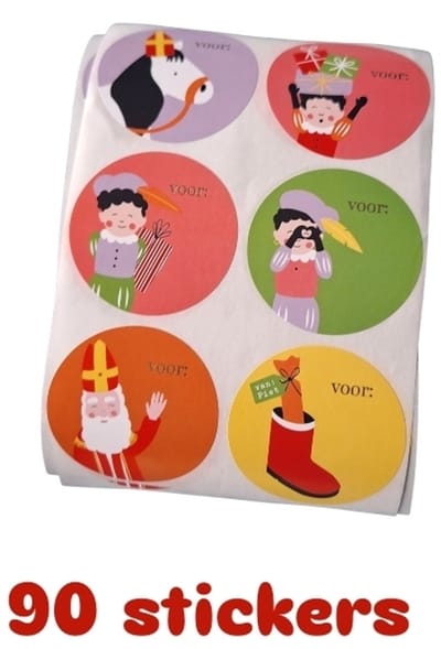90x Sint naamsticker multicolor - sinterklaas - mijter - vrolijke sintstickers - schoencadeautje