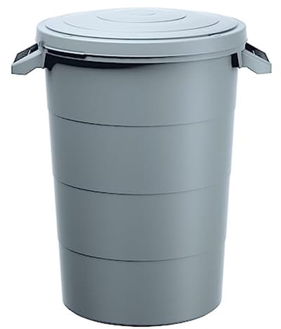 Regenwatertank - Kunststof ton - Tuinafval opslag - Met deksel en handgrepen - 80 liter - Grijs