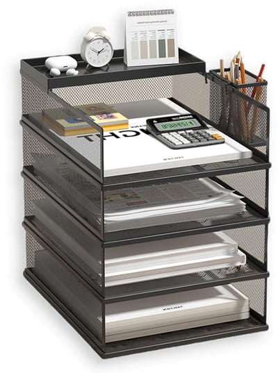 Dailygoods- Briefaflage Stapelbaar met 5 Niveaus - Papierorganisator - Bureaustandaard - Dossiermappen - Displayplank - Glanzende Constructie - Papierenorganizer