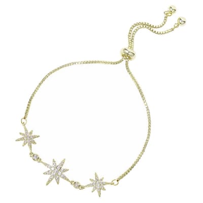 Fako Bijoux - Dames Armband Drie Sterren Strass - Verstelbaar - 14-22cm - Cadeau - Verjaardag - Vrouw - Goudkleurig