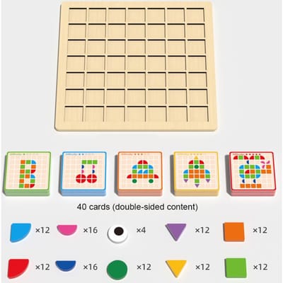 120 STUKS Montessori Cognitie Puzzelbord Logische Training Matching Spel Vroeg Educatief Speelgoed Cadeaus Voor Kinderen Kinderen beige