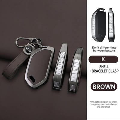 Legering+Leer Auto Sleutelhoes Cover Voor Kia Ev9 Picanto Sorento Mq4 Carnival Ka4 Morning K5 Carens Shell Fob Accessoires gray