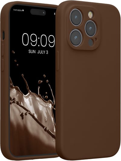 kwmobile telefoonhoesje geschikt voor Apple iPhone 14 Pro - TPU backcover met siliconen coating - Smartphone case in chocoladebruin