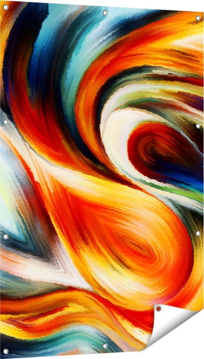 Gards Tuinposter Abstracte Kunst van Kleurrijke Verf - 80x120 cm - Tuindoek - Tuindecoratie - Wanddecoratie buiten - Tuinschilderij
