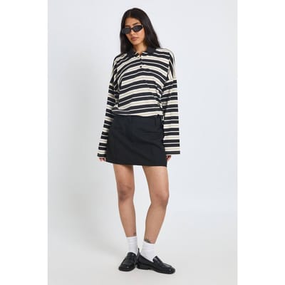 boohoo Dames Tall Skort Met Naaddetail En Getailleerde Pasvorm | Black | Maat: 8
