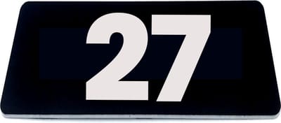 Nummerplaatje 27 - 80 x 50 x 1,6 mm - Zwart/wit - incl. 3M-tape | Nummerbordje - Deur en kamernummer - brievenbusnummers - Gratis verzending - 5 jaar garantie