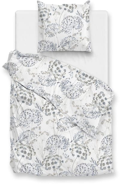 Zohome Eira Dekbedovertrek - Wit - Eenpersoons - Dekbedhoes van 100% Katoen-Flanel - Bloemen - 140x220 + 1 sloop 60/70 cm - AW25