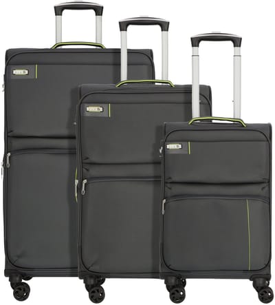 d & n Travel Line 6704 4 wielen Kofferset 3-delig - Zachte bagage - Combinatieslot - grau