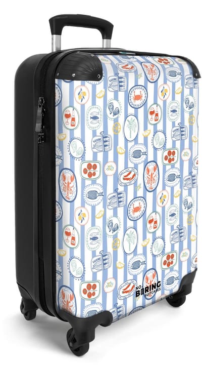 NoBoringSuitcases.com - Koffer - Gestreepte zomer print kleurrijk - Past binnen 55x40x20 cm en 55x35x25 cm - Trolley handbagage - Valiezen met wieltjes volwassenen - Reiskoffer op wielen - Rolkoffer lichtgewicht