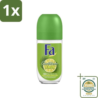 1 x Fa - Deodorant Roller - Caribbean Lemon - Verfrissend - 48 uur Bescherming - Citrusachtig - 50 ml- Deodorant Roll-on - 48 Uur Bescherming - Citrus Geur - Caribische Citroen - Fris