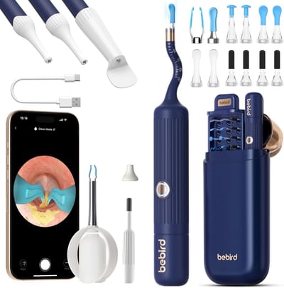 Bebird Earsight Plus Otoscoop, 1920p HD, flexibele oorreiniger, camera met pincet, oorreiniger, camera met reservepunten voor oor/neus/halsonderzoeken, otoscoop oor voor volwassenen en kinderen