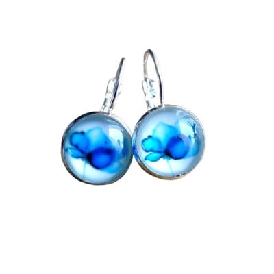 2 Love it Papaver - Oorbellen - 3 x 1.2 cm - Blauw - Wit - Zilvekleurig